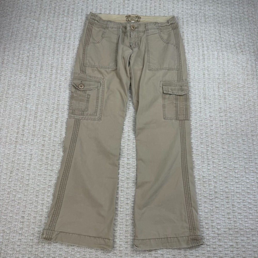BKE Taylor Womens Cargo Pants 30x29 Khaki Low Rise Flare Y2K Utility Grunge Fest